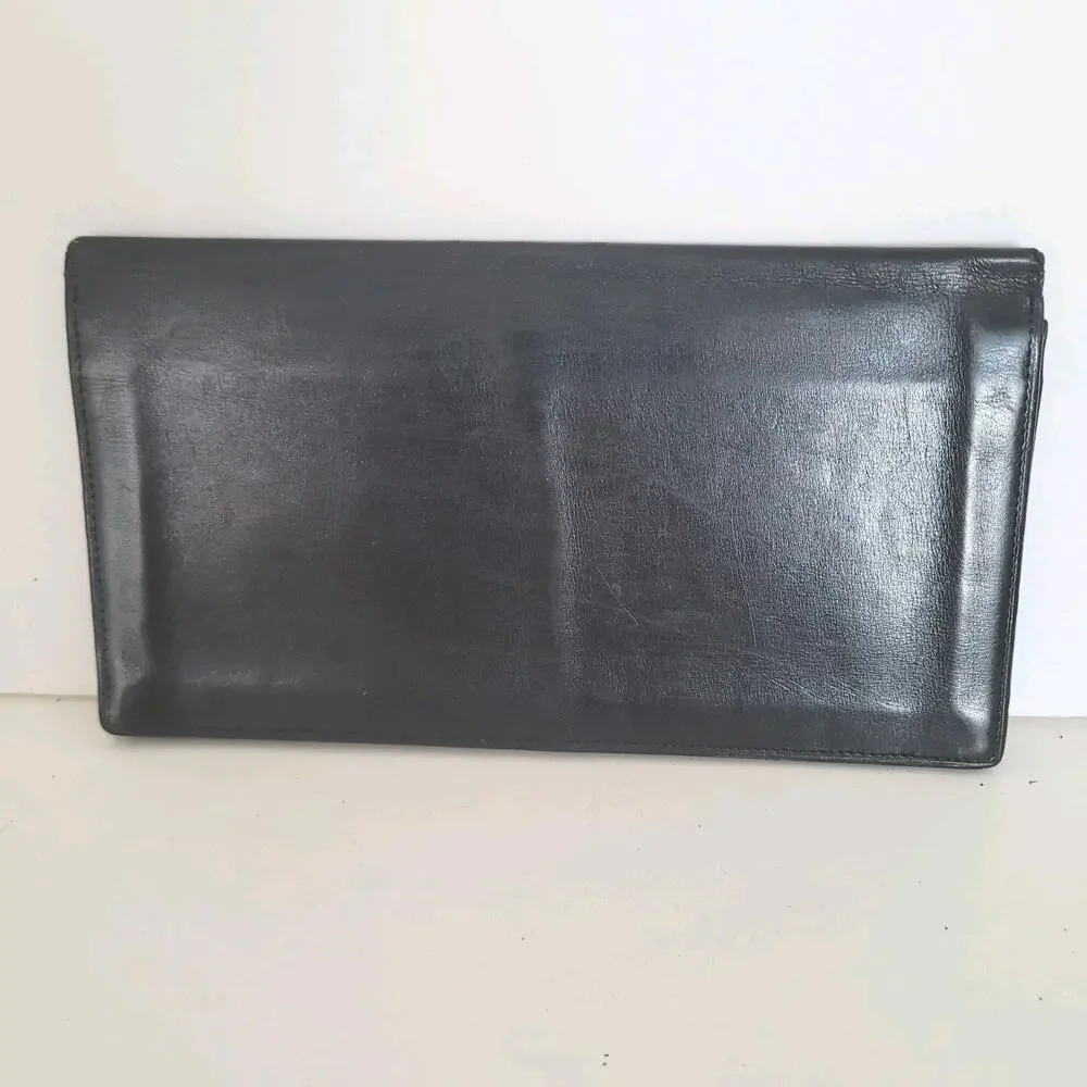 Dunhill Designer Card Slim Bill Holder Wallet Black Bifold Leather Long Retro